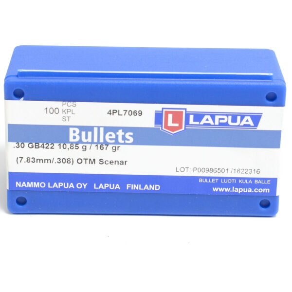 Lapua .308 / 30 167 Grain Hollow Point Boat Tail Scenar (100)