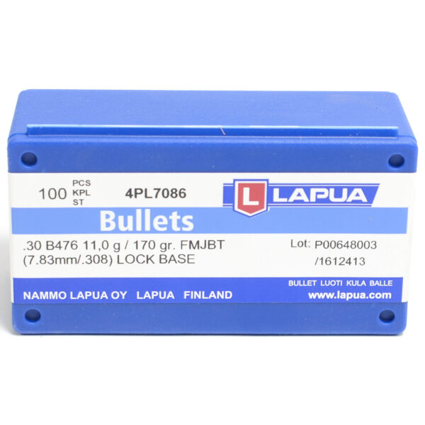 Lapua .308 / 30 170 Grain Full Metal Jacket Boat Tail Lock Base (100)