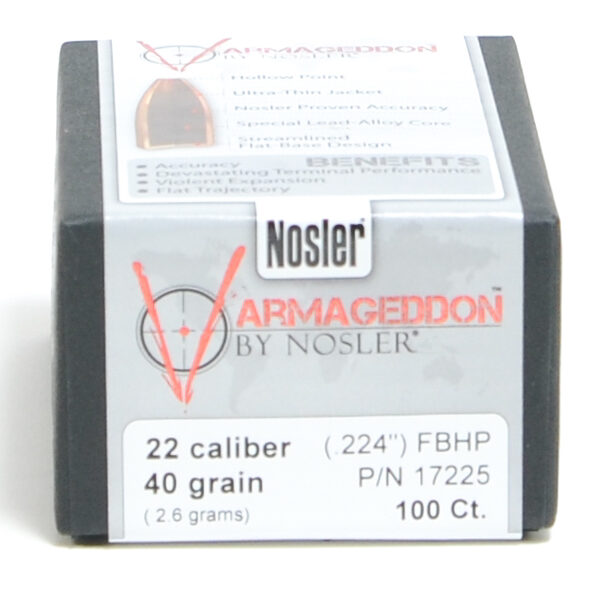 Nosler .224 / 22 40 Grain Varmageddon Flat Base Hollow Point (100)