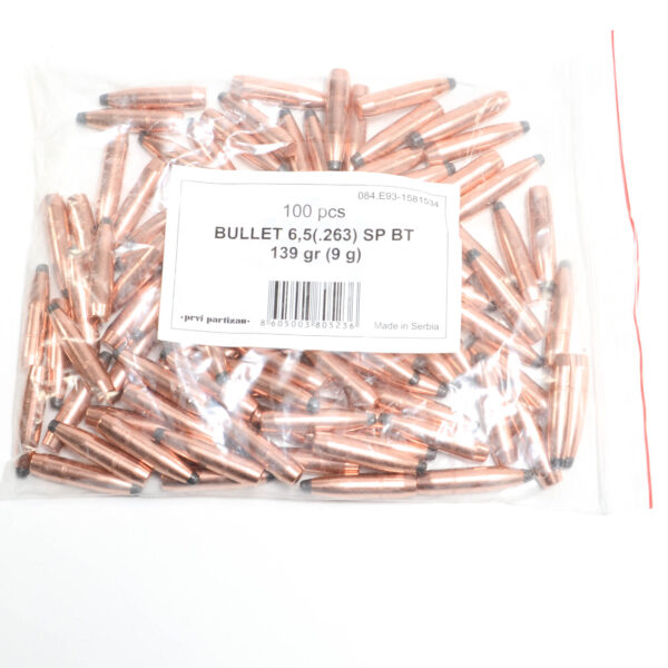 Prvi .263 / 6.5mm 139 Grain Soft Point Boat Tail (100)