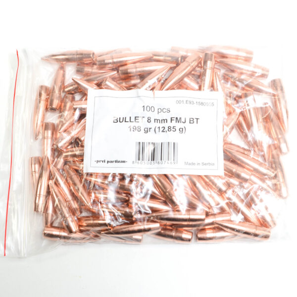Prvi .323 / 8mm 198 Grain Full Metal Jacket Boat Tail (50)