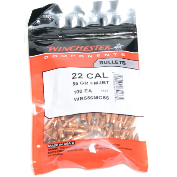 Winchester .224 / 22 55 Grain Full Metal Jacket-Boat Tail (100)