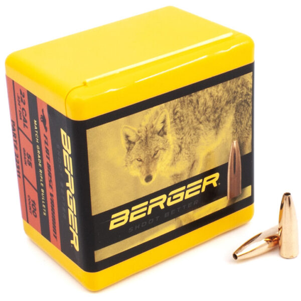 Berger .224 / 22 55 Grain Match Varmint Flat Base (100)