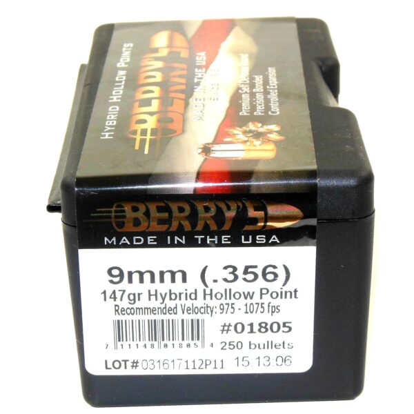 Berrys .356 / 9mm 147 Grain Hybrid Hollow Point (250)