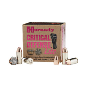 Hornady Critical Defense Ammunition 9mm Luger 100 Grain Jacketed Hollow Point Box of 25