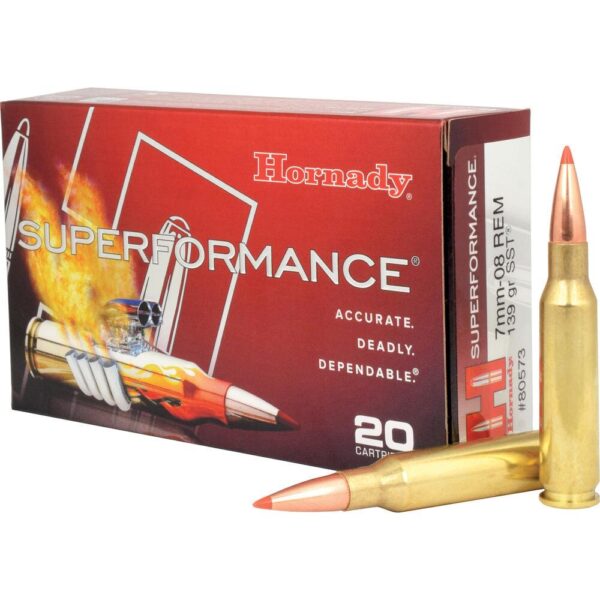 Hornady Ammo 7mm-08 Rem 139 Grain SST (Super Shock Tip) Superformance(20)