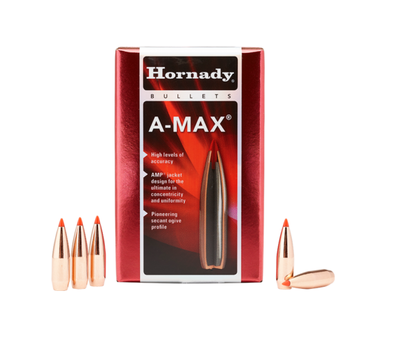 Hornady A-Max Match Bullets 0.308 (30 Caliber, 7.62mm) 168 Grain Polymer Tipped Box of 100