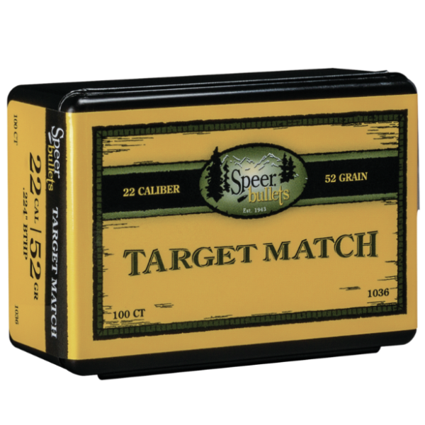 Speer .224 / 22 52 Grain Hollow Point Boat Tail Match (100)