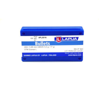 Lapua Scenar Bullets .224 Diameter (22 Caliber) 77 Grain Open Tip Match