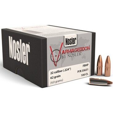 Nosler .224 / 22 62 Grain Varmageddon Flat Base Hollow Point (100)