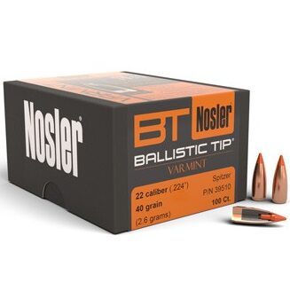 Nosler .224 / 22 40 Grain Spitzer Boat Tail (100)