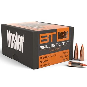 Nosler .224 / 22 55 Grain Spitzer Boat Tail (100)