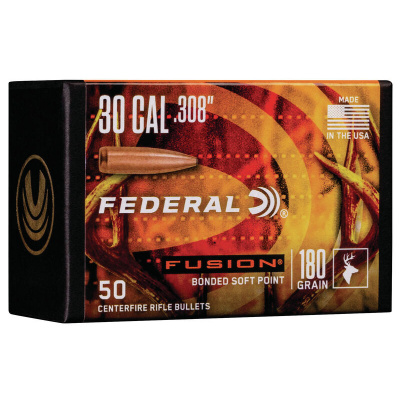 Federal Premium Fusion Bullets 0.308 (30 Caliber, 7.62mm) 180 Grain Bonded Spitzer Box of 50