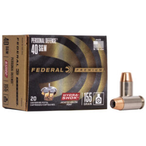 Federal Premium Personal Defense Ammunition 40 S&W 155 Grain Hydra-Shok Jacketed Hollow Point Box of 20