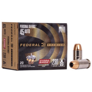 Federal Premium Personal Defense Ammunition 45 ACP 230 Grain Hydra-Shok Jacketed Hollow Point Box of 20