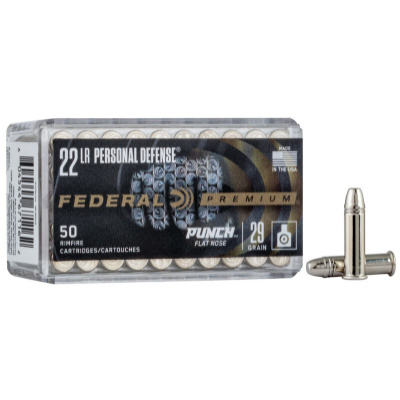 Federal Personal Defense Ammunition 22 Long Rifle 29 Grain Nickel Plated Flat Nose Box of 50