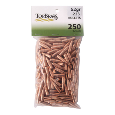 Top Brass  Bullets .224 Diameter (22 Caliber) 62 Grain Full Metal Jacket