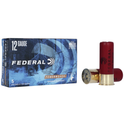 Federal Power-Shok Ammunition 12 Gauge 2-3/4" #00 1 3/16 oz Buckshot Box of 5
