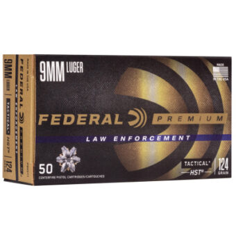 Federal Premium Personal Defense Ammunition 9mm Luger 124 Grain HST Jacketed Hollow Point Box of 50