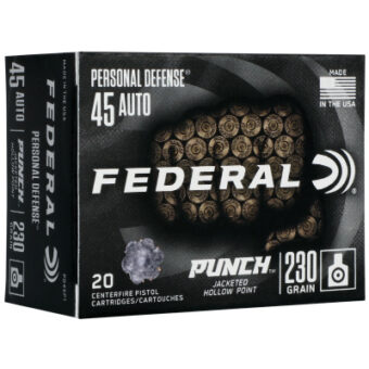 Federal Premium Personal Defense Punch Ammunition 45 ACP 230 Grain Jacketed Hollow Point Box of 20