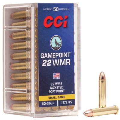 CCI Gamepoint Ammunition 22 Winchester Magnum Rimfire (WMR) 40 Grain Jacketed Soft Point Box of 50