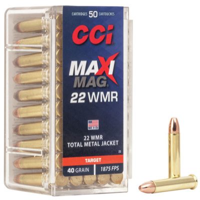 CCI Maxi-Mag Ammunition 22 Winchester Magnum Rimfire (WMR) 40 Grain Total Metal Jacket Box of 50