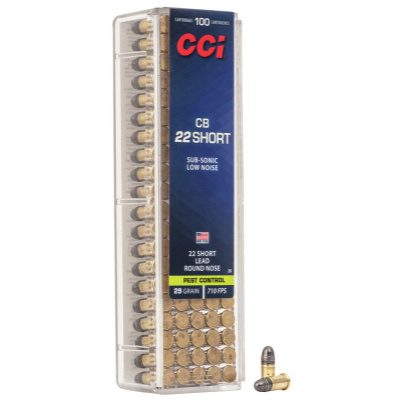 CCI CB Ammunition 22 Short 29 Grain Lead Round Nose Box of 100