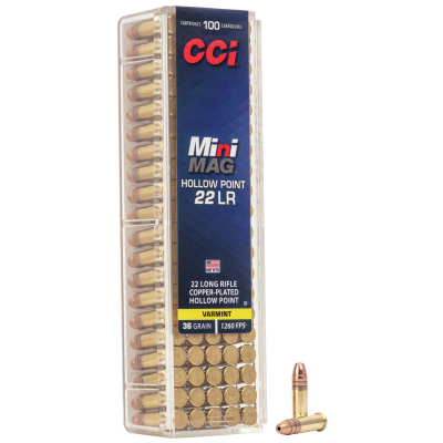 CCI Mini-Mag Ammunition 22 Long Rifle 36 Grain Plated Hollow Point Box of 100