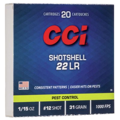 CCI Shotshell Ammunition 22 Long Rifle 31 Grain #12 Shot Box of 20