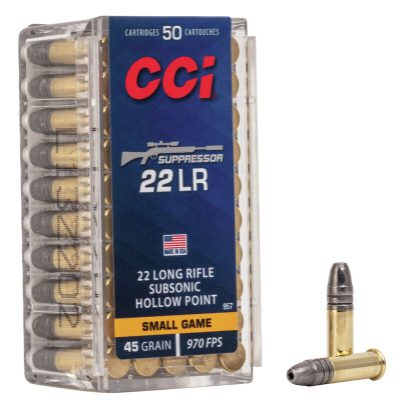 CCI Suppressor Ammunition 22 Long Rifle 45 Grain Lead Hollow Point Box of 50