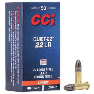 CCI Quiet-22 Ammunition 22 Long Rifle 40 Grain Lead Round Nose Box of 50