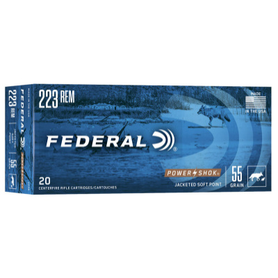 Federal Power-Shok Ammunition 223 Remington 55 Grain Jacketed Soft Point Box of 20