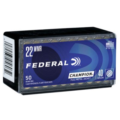 Federal Champion Ammunition 22 Winchester Magnum Rimfire (WMR) 40 Grain Full Metal Jacket Box of 50