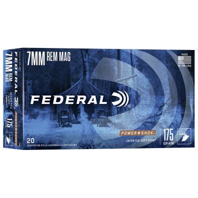 Federal Power-Shok Ammunition 7mm Remington Magnum 175 Grain Jacketed Soft Point Box of 20