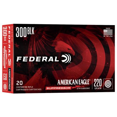 Federal American Eagle Ammunition 300 AAC Blackout 220 Grain Open Tip Match Box of 20