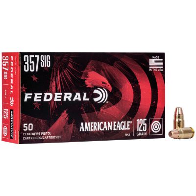 Federal American Eagle Ammunition 357 SIG 125 Grain Full Metal Jacket Box of 50