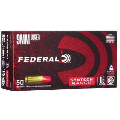 Federal Syntech Range Ammunition 9mm Luger 115 Grain Jacketed Flat Point Box of 50
