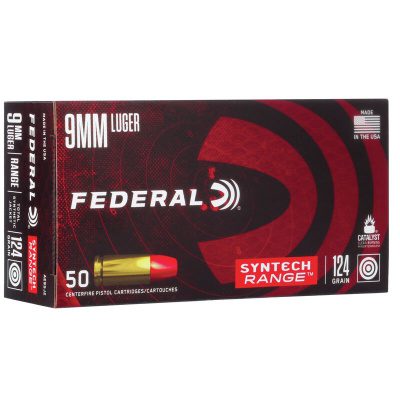 Federal Syntech Range Ammunition 9mm Luger 124 Grain Jacketed Flat Point Box of 50