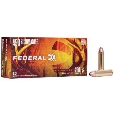 Federal Fusion Ammunition 450 Bushmaster 260 Grain Bonded Spitzer Box of 20