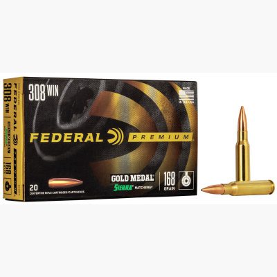 Federal Premium Gold Medal Ammunition 308 Winchester 168 Grain Sierra Matchking Hollow Point Boat Tail Box of 20