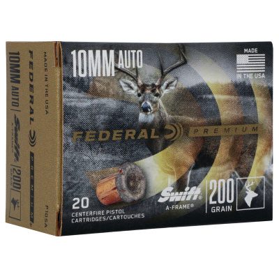 Federal Premium Swift A-Frame Ammunition 10mm Auto 200 Grain Jacketed Hollow Point Box of 20