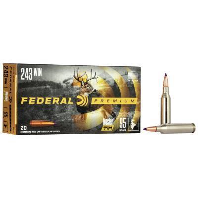 Federal Premium Ammunition 243 Winchester 95 Grain Nosler Ballistic Tip Spire Point Box of 20