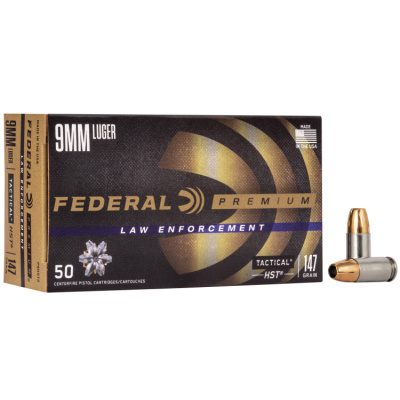 Federal Premium Personal Defense Ammunition 9mm Luger 147 Grain HST Jacketed Hollow Point Box of 50
