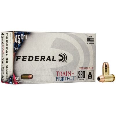 Federal Train + Protect Ammunition 45 ACP 230 Grain Jacketed Hollow Point Box of 50