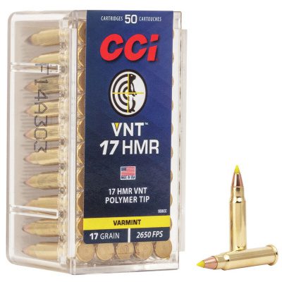 CCI VNT Ammunition 17 HMR 17 Grain Polymer Tipped