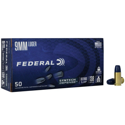 Federal Syntech Defense Ammunition 9mm Luger 138 Grain Jacketed Hollow Point Box of 50