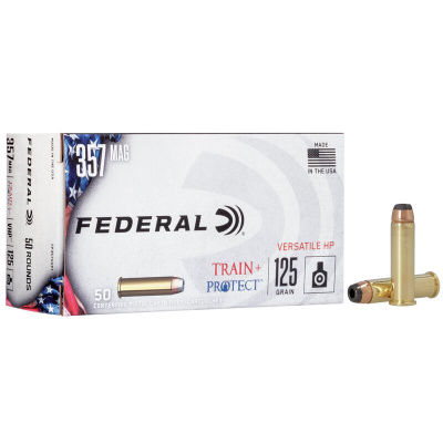 Federal Train + Protect Ammunition 357 Magnum 125 Grain Lead Hollow Point Box of 50