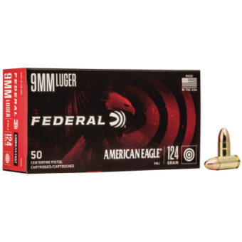 Federal American Eagle Ammunition 9mm Luger 124 Grain Full Metal Jacket