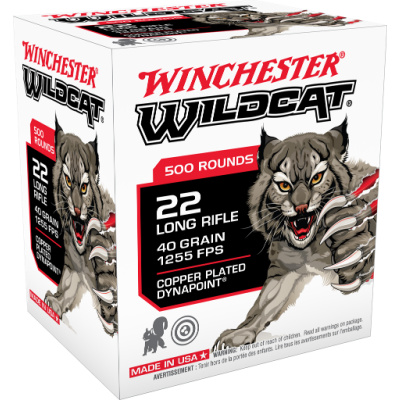 Winchester Wildcat Ammunition 22 Long Rifle 40 Grain Plated Hollow Point Box of 500