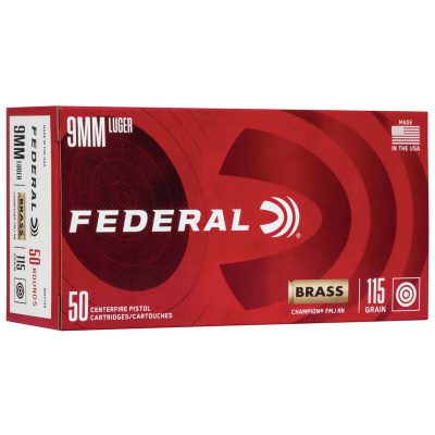 Federal American Eagle Ammunition 9mm Luger 115 Grain Full Metal Jacket Box of 50